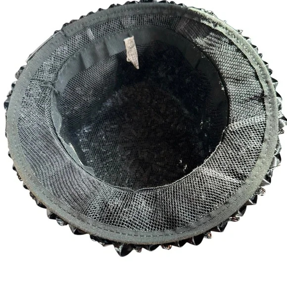 1940s Union Label Black Raffia Straw Bucket Hat‎ - Picture 6 of 7